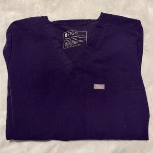 XXS FIGS Women's Deep Purple Long Sleeve Scrub Top